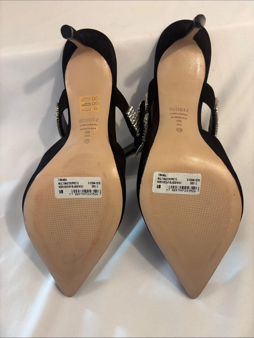 Schutz Tishara Black rhinestone buckle pointed toe mule heels. Size 9B - Picture 6 of 9